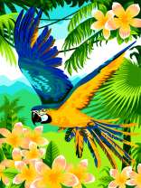 Яркий ара в тропиках