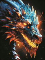 Дракон с огненной гривой и яркими глазами