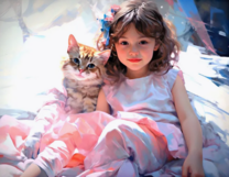 Алмазная вышивка «Девочка и пушистая кошечка»