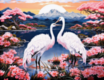 Танец журавлей в цветении сакуры