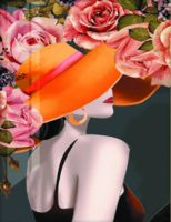 Алмазная вышивка «Дама в яркой шляпе и розы» в интернет-магазине  в Москве Алмазная вышивка «Дама в яркой шляпе и розы»