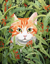 Любомытный рыжий кот