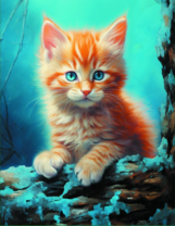 Рыжий котёнок на лазурном фоне