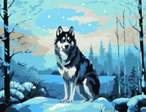 Хаски в снежном лесу