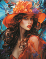 Красивая шатенка в цветочной шляпе