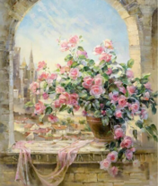 Нежные розы на окне