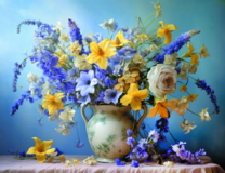 Дачный букет в фарфоровой вазе