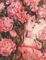 Акварельный портрет девушки в цветах