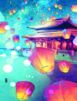 Яркие бумажные фонарики