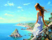 Ностальгия девушки у моря