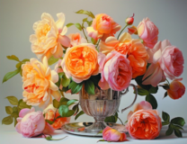 Нежный персиковый букет в вазе