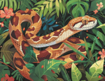 Алмазная вышивка «Маисовый полоз в зеленой листве»