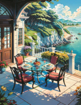 Завтрак с видом на синее море