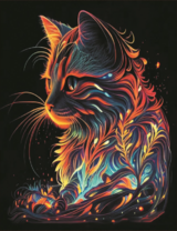 Яркий котик на черном фоне