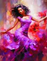 Алмазная вышивка «Брюнетка с фиолетовом платье »