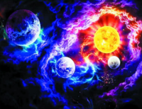 Алмазная вышивка «Солнце и планеты среди туч»