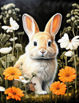 Кролик на цветочной полянке