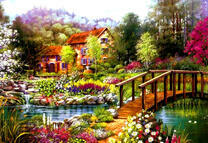 Деревянный мостик к загородному дому