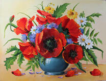 Маки с ромашками