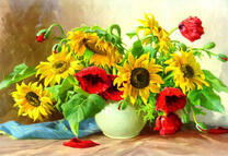 Подсолнухи и маки