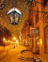 Снежная ночь в городе