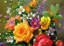 Букет желтых роз и белых ромашек