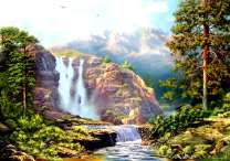 Завораживающий водопад среди гор