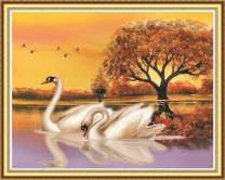 Золотистое дерево у лебединого озера