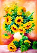 Свежий букет подсолнухов