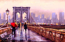 Бруклинский мост в дождливый день