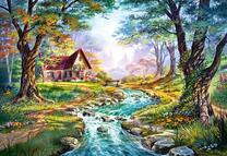 Домик и лесной ручей