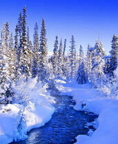 Рассвет над зимней рекой