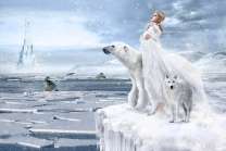 Снежная королева, поялрный медведь и волк