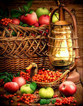 Деревенский натюрморт в плетеных корзинах