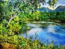 Небольшое озеро в горном лесу