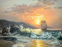 Корабль в бурном море