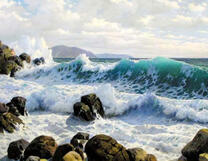 Высокие морские волны на скалах