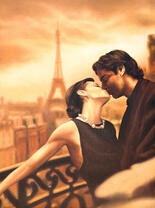 Нежный поцелуй на балконе над Парижем