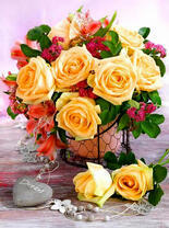 Сердечко и букетик из розочек