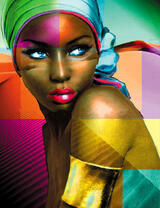 Африканка с голубыми глазами и красной помадой