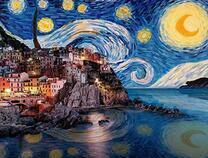 Звездная ночь над курортным городом