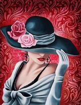Девушка в роскошной шляпе с розой