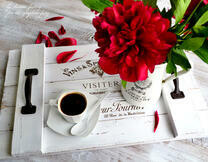 Красная гвоздика и чашечка кофе