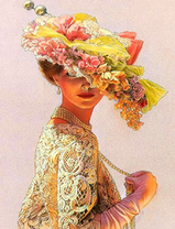 Винтажная леди в цветочной шляпке