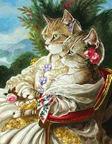 Нарядные кот и котята