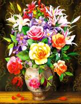 Букет с лилиями и розами