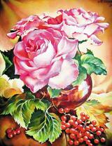 Розы и веточка калины