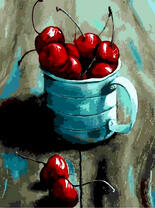 Крупные черешни в чашке