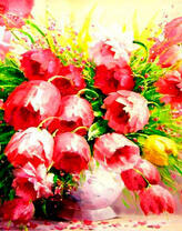 Букет тюльпанов белой вазе