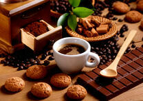Кофе, шоколад и печенье